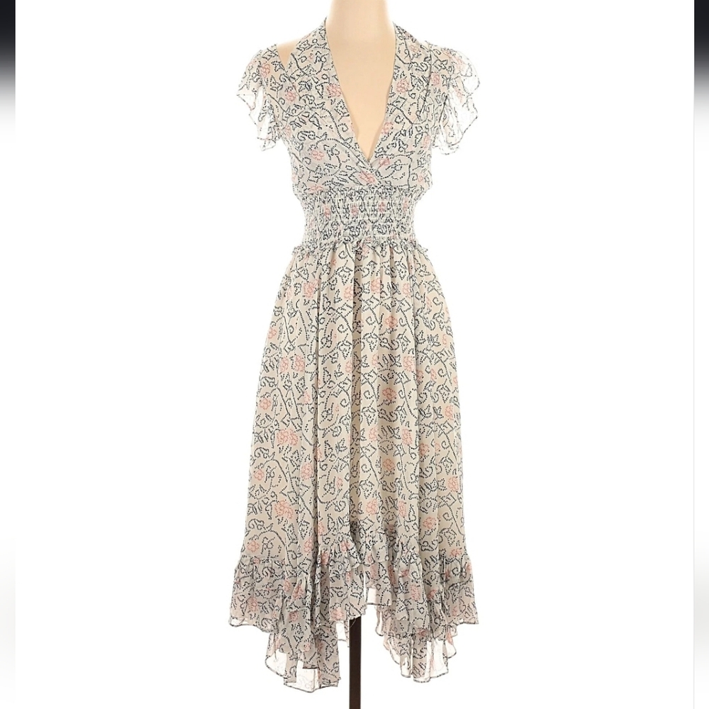 Ulla Johnson Aviva Silk Floral Shibori Midi Dress Size 0 - Picture 3 of 5